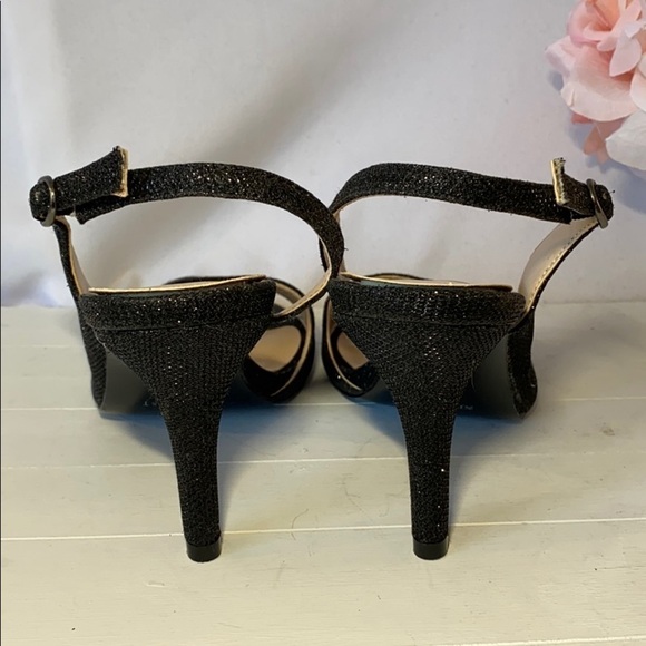 𝅺nine West Sz9.5 Black Sparkling Sling Back Heels - Picture 4 of 6